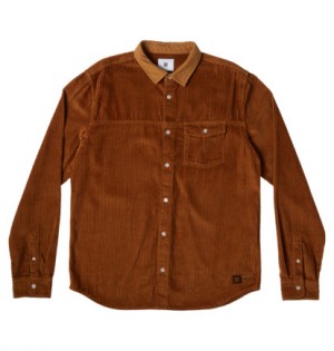 Košeľa S Dlhým Rukávom DC Shoes Closed Lines Panske Hnede | DC-3921670